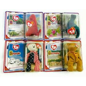 McDonalds Ty Beanies Spangle Rex Bronty and Germania Lot of 4 New and Unopened